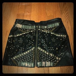 Vintage studded leather mini skirt